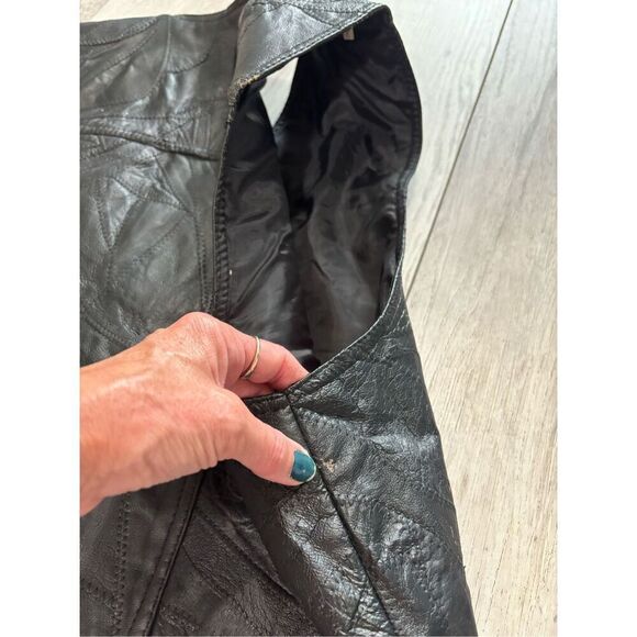 Vintage Italian Stone design Genuine Leather black ￼vest size XL - Picture 12 of 12